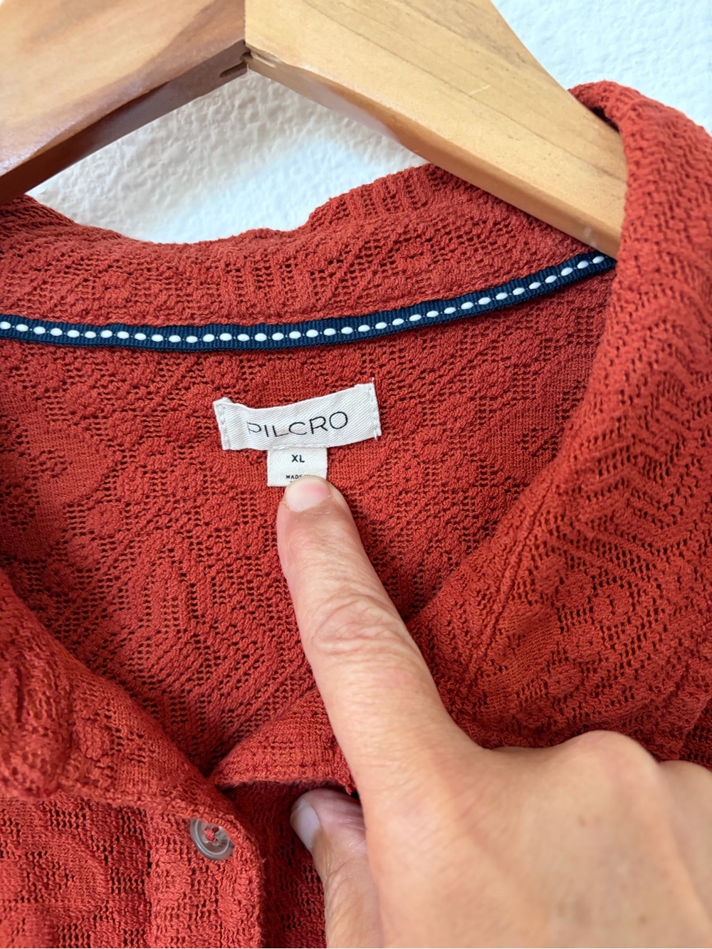 Pilcro Rust Textured Button-Front Top